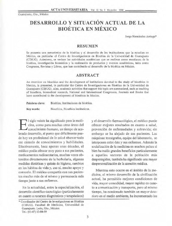 Desarrollo y situación actual de la bioética en México 