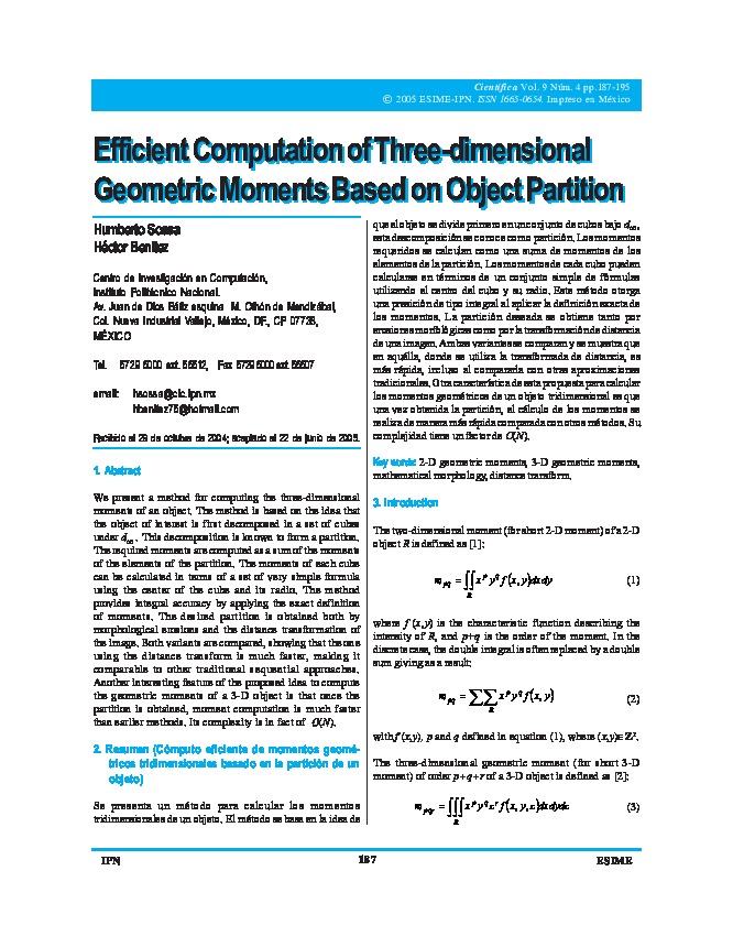 Efficient Computation of Three-dimensional Geometric Moments Based on Object Partition