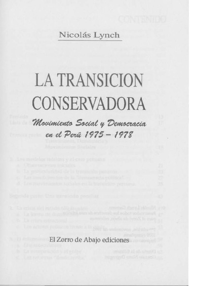 La transición conservadora. Movimiento social y democracia en el Perú 1975-1978 (1 parte)