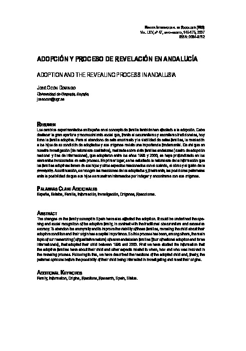 Adopción y proceso de revelación en Andalucía