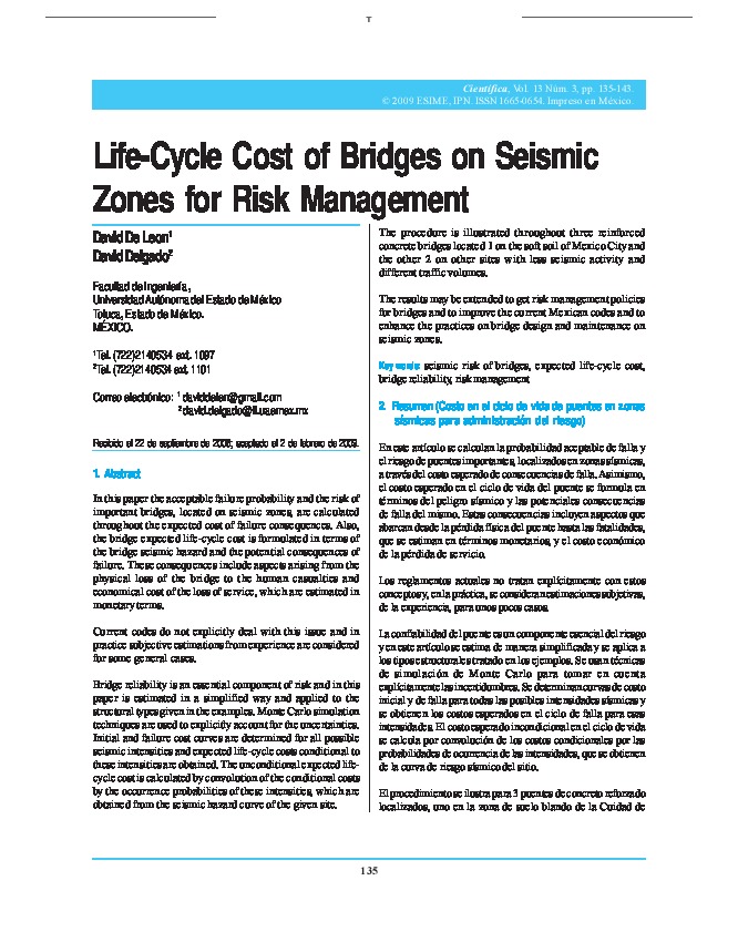 Life-Cycle Cost of Bridges on Seismic Zones for Risk Management