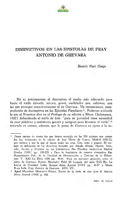 Diminutivos en las epístolas de Fray Antonio de Guevara