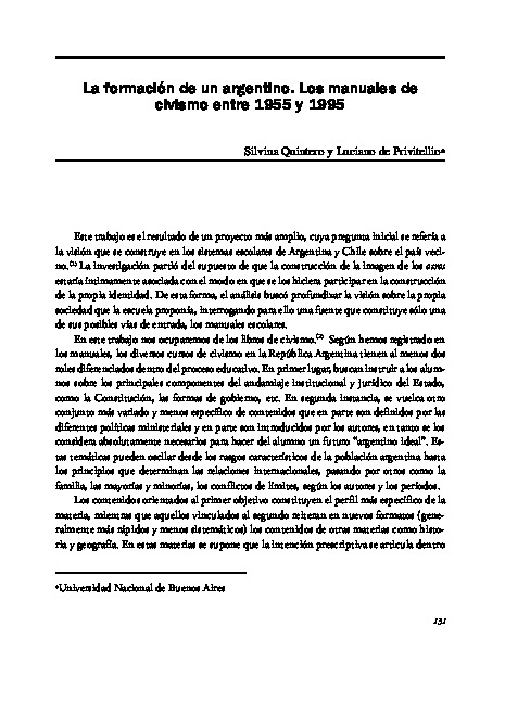 La formación de un argentino. Los manuales de civismo entre 1955 y 1995